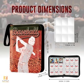 S&S Group 2023 Baseball Card Binder 10.63¨x13.19¨, Baseball Binder 900 Pockets, Sports Card Binder Vintage Design, PU Leather Sports Card Binder, 3 Ring Trading Card Album