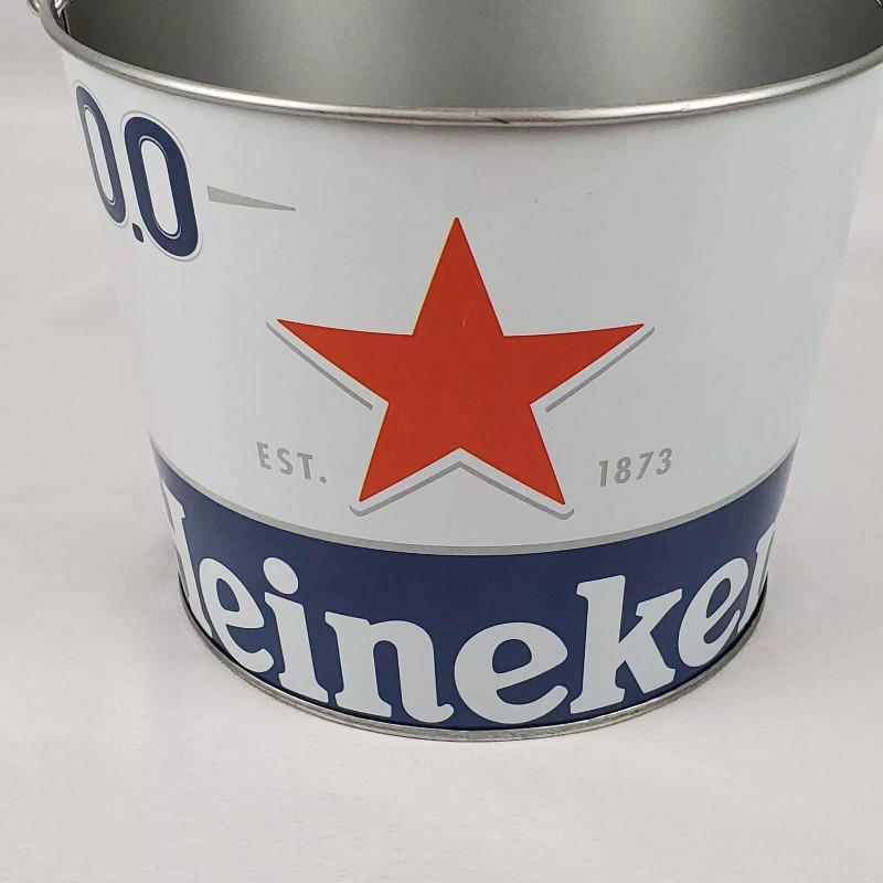 Heineken 0.0 Logo Beer Silver Metal Pail Ice Bucket With