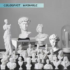 LAGOM HOUSE Greek Bust Statue and Sculptures Set of 10 PCS Mini Figurine Greek Small Goddess Statue for Greek Mythology Decor