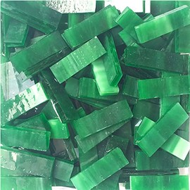 0.7X2.1 cm (0.27X0.82 inch) Stained Glass Strip,Clear Glass Mosaic Pieces DIY Mosaic Tiles Hobbies Art Crafts Material 200g(0.44lb) (Green)