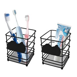 VKSG 2PCS Toothbrush Holders for Bathrooms, Stainless Steel Electric Toothbrush Toothpaste Holder Tooth Brush Storage Stand, Openwork Design Bathroom Counter Organizer for Bathroom Accessories