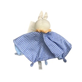 Cloud Island Bunny Baby Security Blanket Blue Check Infant Plush Rabbit Head 12"
