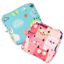 ABOOFAN Menstrual Pads Storage Bag Waterproof 2 Pack Portable with Durable Zipper for Travel, Office and School