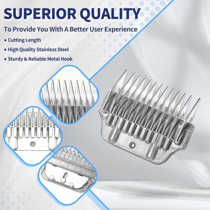 5-Piece Clipper Guard Comb for Wide A5 Blade, Compatible with