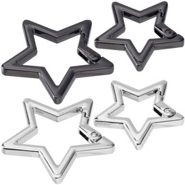 OIIKI 4 PCS Star Carabiners, Star Keychain Clip Heavy Duty, Keychain Carabiner for Fishing, Camping, Hiking - Black, White