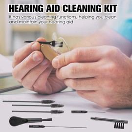 TNJPSEK 8 Pack Hearing Aid Cleaning Tools Kit, Professional Hearing Aid Brushes for Cleaning, Audiphones Clean Kit with Wax Loop Magnet Brushes & Case for Earbuds Ear Molds Earphones