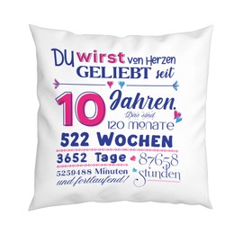LIEBTASTISCH - Geburtstagsgeschenk - Kissen zum Geburtstag - Geschenk für Junge Mädchen Frauen Männer - Wahlweise 4-100 Jahre - Geschenke - (10 Jahre)