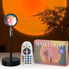 Sunset Lamp Projection with App & Remote Control – 16M Colors & Dynamic Modes, 95 CRI Warm Hues (2700K–3500K), 180° Rotating Night Light for Gifts & Content Creation