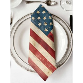 Vintage American Flag Cloth Napkins Set of 4, Patriotic Star Red Strip Reusable Dinner Napkins Cloth Independence Day Washable Dinner Towel for Wedding Party Kitchen Table Decoration, 20x20 Inch