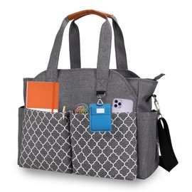 Horsande Women's Teacher Bag, Work Bag, Women's Office, Teacher Bag Large with Laptop Compartment, School Bag for Teacher, Work Bag for School, Grey