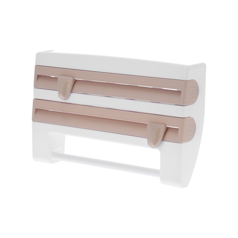 Plastic Wrap Storage Rack Cling Film Dispenser Cutter Paper Towel