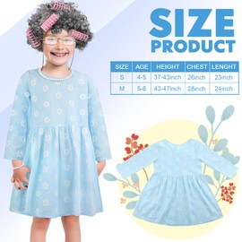 Yaomiao 8 Pcs Old Lady Costume Set for Girls 100th Day of School Toddler Old Grandma Costume Accessories for Girls 100 Days(Fresh,5-6 Years)