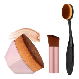 Universo en Linea Set 3 Brocha Maquillaje Base Corrector Polvo Kabuki Plana F
