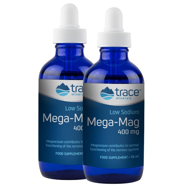 Trace Minerals Mega-Mag Magnesium | 400 mg Magnesium Chloride | Double Pack 2 x 118 ml | Supports Muscle Relaxation & Energy | Gluten Free & Vegan
