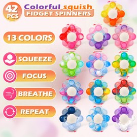 42 PCS Pop Fidget Spinners - Colorful Party Favors for Kids - Sensory Toys for Stress Relief and Anxiety - Classroom Prizes,Goodie Bag Stuffers,Birthday Gifts