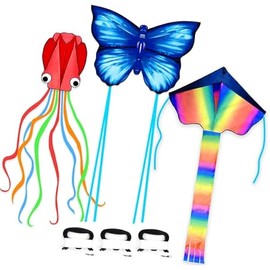 Simxkai Kites for Kids & Adults, Beach Kites, Easy for Fly for Toddlers Ages 3-5 with 300ft Kite String Each Handle