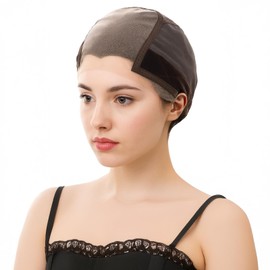 Wig Caps for Women Non Slip, Adjustable Wig Grip Cap with Velvet Grip Band, Glueless Bald Cap Suitable for Lace Front, Full Lace, Mono wigs(Brown)