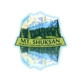 Die Cut Sticker North Cascades National Park, Washington, Mt Shuksan, Contour Vinyl Sticker 1 to 3 inches (Waterproof Decal for Cars, Water Bottles, Laptops, Coolers), Small