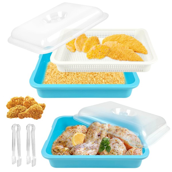 KKONHII Batter Bowl with Lid 2 Pack Mess Free Breading