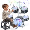 Kids Drum Set for Toddlers 1-3, Upgraded Jazz Drum Set for Kids, Musical Instrument Toys & Lights & All Plastic, Percussion Beginner kit for Boys Girls Toddlers Aged 3-5 5-7