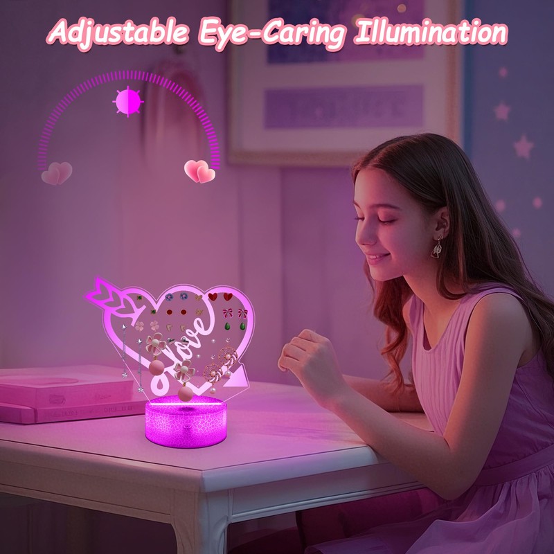 CoolGift Mart Romantic Love Arrow 3D Luminous Desktop Earring Organiser