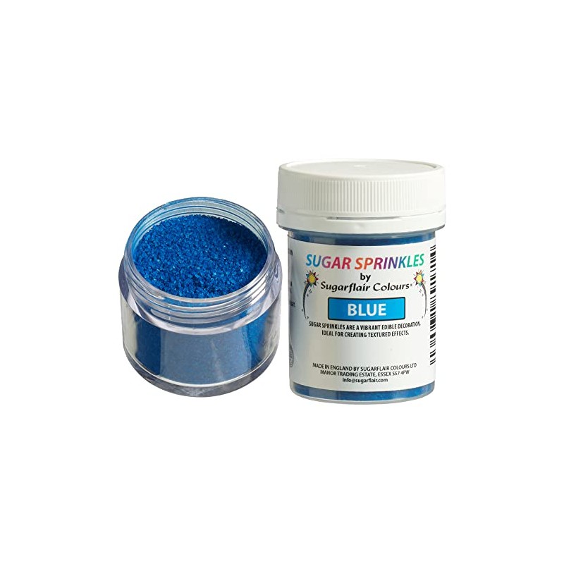 Sugarflair Sugar Sprinkles Blue, Blu, Sprinkles Commestibili, Decorazioni di Zucchero