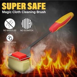 BBQ Brush Replaceable Cleaning Head Safe Grill Accessories for Cast Iron/Porcelain/Weber Gas/Charcoal Grill Grill Brush for Outdoor (Black)