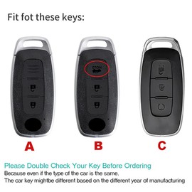 ontto 3 buttons Leather Key Fob Cover fit for Nissan Ariya Qashqai ePower Xtrail ePower Juke Teana 2023 2024 keychain accessories Zinc Alloy Smart Key Case shell Holder bag Keyring Black A