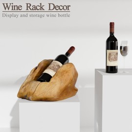 Brefhome Natural Wooden Root Wine Rack, Handcarved Wine Bottle Holder, Raw Edge Bottle Display Stand for Tabletop, Home Decor and Wine Gifts (1 Bottle)