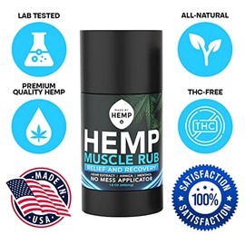 Hemp Roll On Post Workout Muscle Relief Stick for Muscles and Joints Natural Blend with Arnica, Menthol, Ginger Non Greasy Balm Cooling Soothing Support Formula Made by Hemp 1.8oz