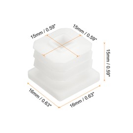 uxcell 8Pcs 16mmx16mm(0.63inch) Plastic Tubing Plug Square Post End Caps for Handrail Stair Newel Guardrail Tube White