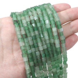 BEADIA - abalorio cuadradas de aventurina verde natural, 4 x 4 mm, 85 abalorio sueltas de piedras semipreciosas para diseño de fabricación de joyas