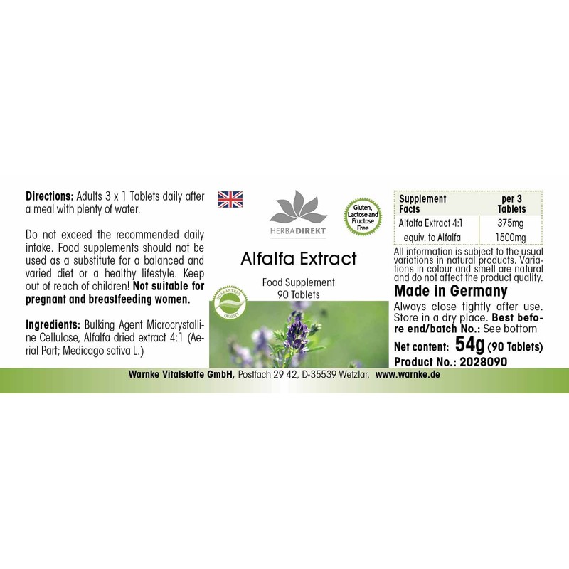 Alfalfa Tablets - Alfalfa Extract 4:1 (Medicago sativa) - 90