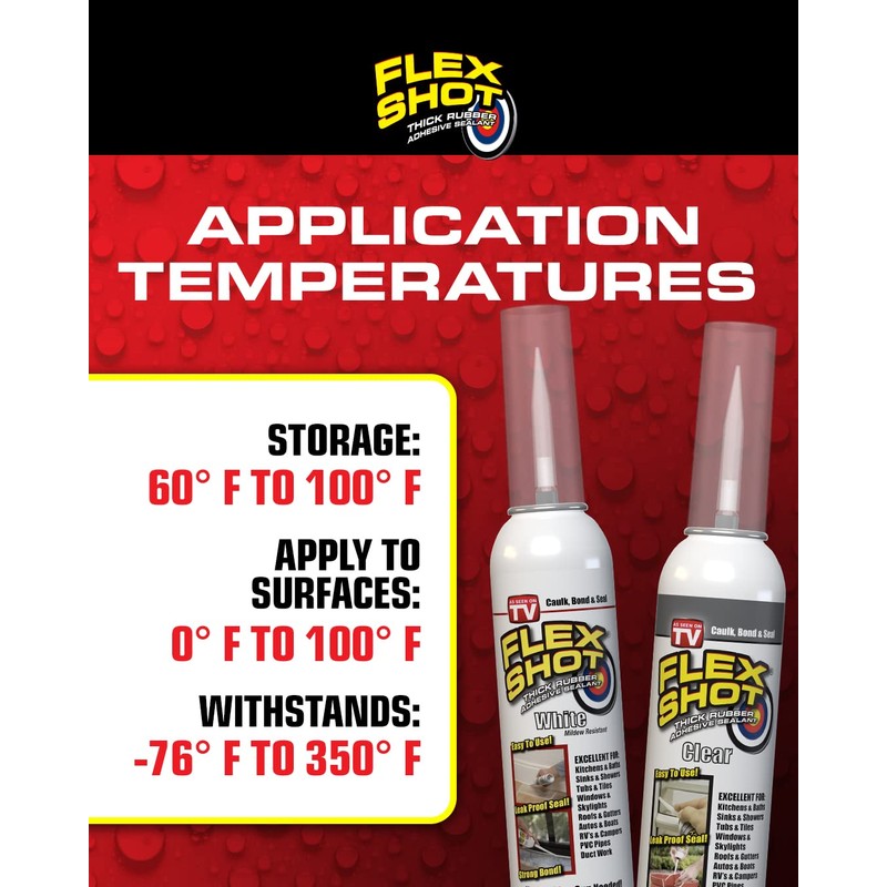 Flex Shot, 8 oz, Black, Flexible Rubber Silicone Sealant, Waterproof