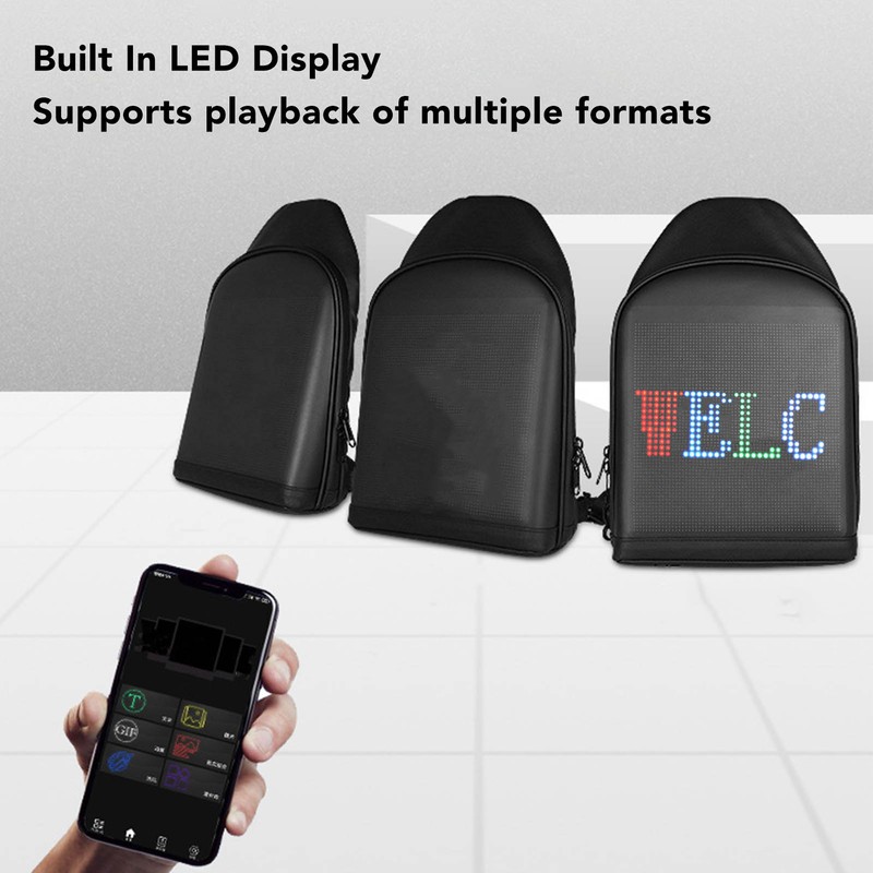 LED Display Fanny Pack Programmable Screen Anime Backpack Bluetooth USB