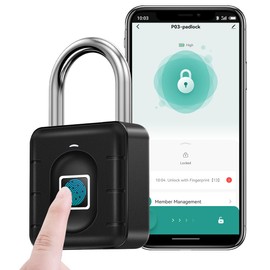 Fingerprint Padlock,AICase Bluetooth Thumbprint Lock,Support USB Charging IP67 Waterproof Smart Anti-Theft Keyless Lock Suitable for House Door,Wardrobes, Gym, Backpack, Luggage Suitcase, Bike, Office