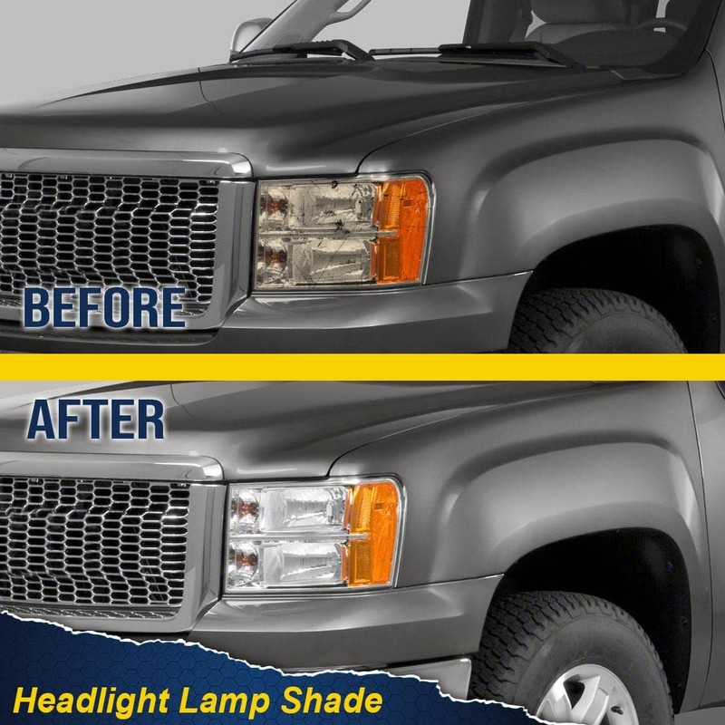 PIT66 Headlight Lens Cover, Compatible with 2007-2013 GMC Sierra 1500