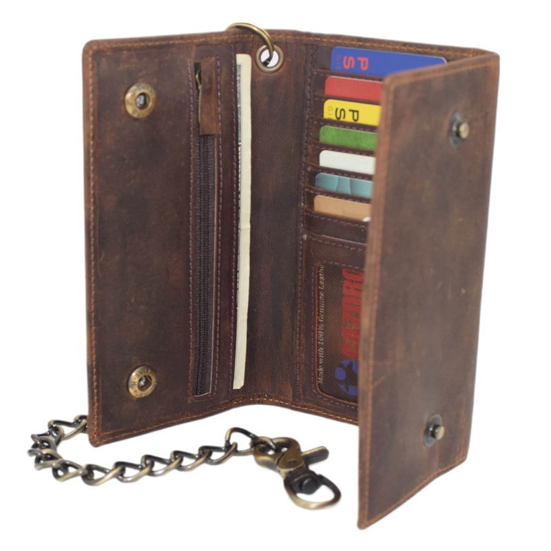 Swiss Marshall Men's RFID Signal Blocking Biker's Vintage Brown Leather