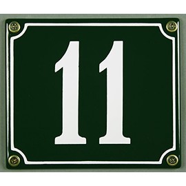Buddel Bini Enamel House Weatherproof Green 11 12 x 14 CM; Available immediately Enamel House Number