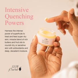 100% PURE Super Fruit Nourishing Balm Face & Body Cream Moisturizer Luxuriously Thick Replenishment Powerful Hydration & Dry Skin Care - Vegan - 1.6oz