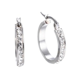 Aretes Arracadas Coquetas Acero Inoxidable Zirconias Blancas (Plateado)