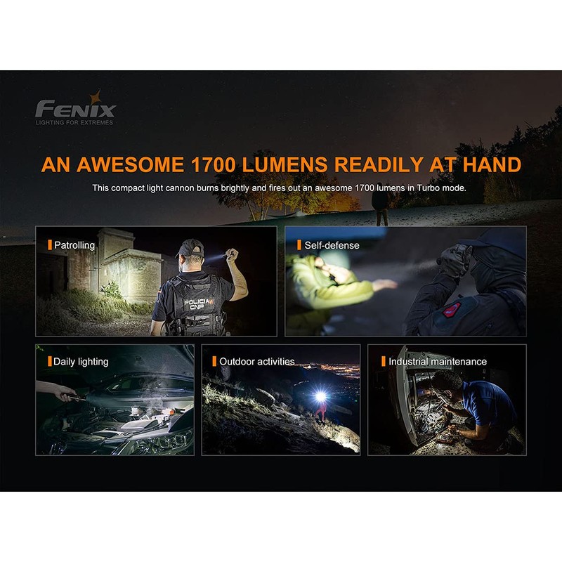 Fenix PD35 v3.0 Rechargeable Tactical Flashlight, 1700 Lumens EDC with