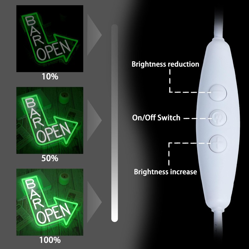 AEHEMNGZ Bar Open Neon Sign for Wall Decor Dimmable Led