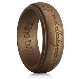 King Will Silicone Wedding Band for Men-8mm Bronze Silicone One Ring with Magic Pattern Design Breathable Rubber Wedding Ring Comfort Fit Size 13