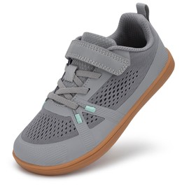 Pulltop Toddler/Big Kids Barefoot Shoes with Wide Toe Box | Zero Drop Sole | for Boys/Girls Grey Gum Size C8