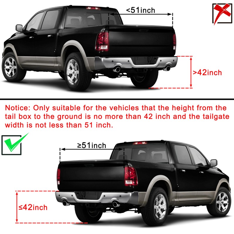 KEWISAUTO 42" Foldable Pickup Truck Tailgate Ladder with Grab Handle,