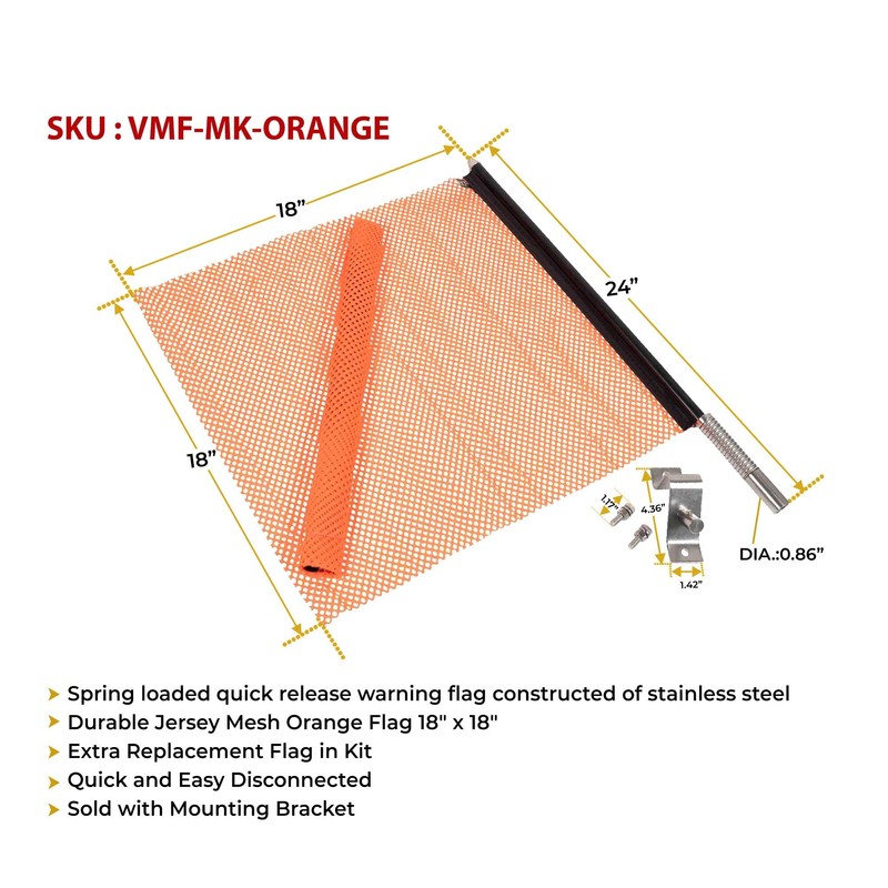 Mytee Products EZ Mount Warning Flag Orange 18" x 18"