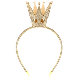 PLwelth Crown Headband for Women Princess Crown Headband Gold Queen Crown Hairband Non Slip Headband for Birthday Christmas Party Decoration Sparkle Charm Hair Accessories Stocking Stuffers