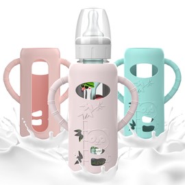 3 PCS Silicone Sleeves for Dr. Brown's Glass Baby Bottles，Anti-Drop Glass Baby Bottles Sleeves with Handles，Compatible with Dr. Brown's Bottles (8 oz)，Heat-Insulating and Easy to Clean