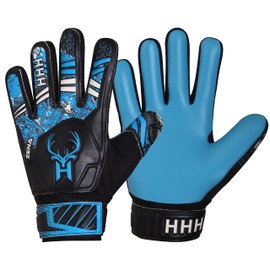 HHH Football Goalkeeper Gloves For Boys, Kids Children Youth Soccer Goalie Gloves with 4mm Latex Super Grip Palms Goalkeeping Gloves (Blue, 3)